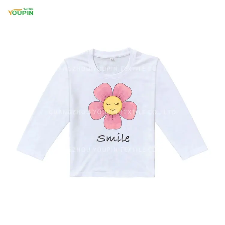 High Quality 100% Polyester White T Shirt Sublimation Blank Long Sleeve Children Shirts