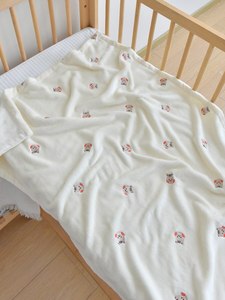Manta de felpa con bordado de animales para niños, manta polar de estilo coreano de 130x80CM con bordado de oso y conejo, supersuave - Product Image 5