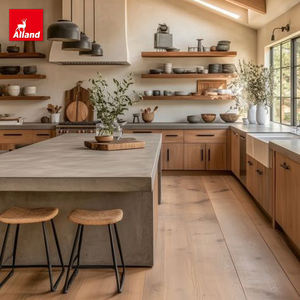 Idées de Rénovation Alland : Armoires de Cuisine Modulaires Modernes en <span class=keywords><strong>Bois</strong></span> Peint Style Ferme, Couleurs Teintées <span class=keywords><strong>Bois</strong></span> de Pin Clair, Poignées Noires, Salle à Manger - Product Image 5