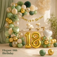 Décorations de fête pour 18e anniversaire, ballons en latex vert et or, et ensemble de ballons en feuille en forme de chiffre 18