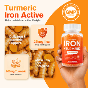 Gummies véganes Bessence <span class=keywords><strong>Fer</strong></span> & Curcuma avec <span class=keywords><strong>Vitamine</strong></span> <span class=keywords><strong>C</strong></span>, 60 unités, Bien-être féminin - Marque privée OEM - Product Image 6
