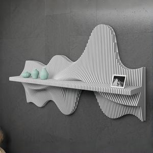 Étagère murale en bois ML-WD040, forme ondulée sculpturale, pour salon, bureau, hôtel, décoration artistique - Product Image 6