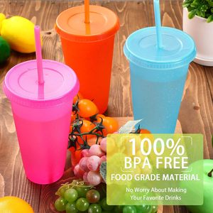Vaso de Plástico Reutilizable de 24oz con Pared Simple y Brillo, Ecológico, Personalizado para Café Frío, con Tapa y Popote para Llevar - Product Image 5