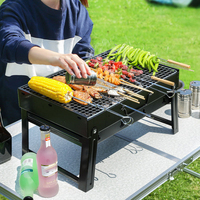 Barbecue portable pliable pour extérieur, petit barbecue au charbon de bois en acier inoxydable pour la cuisson en plein air