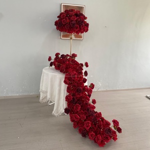 Décoration florale de mariage personnalisée, chemin de table, centre de table, rose artificielle en soie, hortensia, installation florale 3D pour événement, fête - Product Image 2