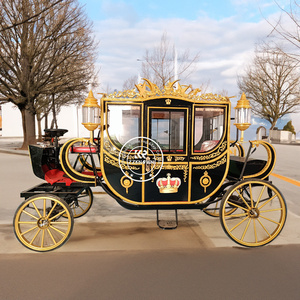 Carruaje de Boda de Lujo Estilo Princesa Real en Negro y Dorado, Transporte Eléctrico Especial, Fabricantes de Carruajes Reales - Product Image 5