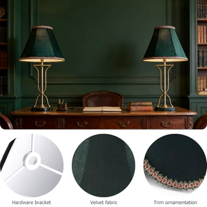 Abat-jour en tissu vert olive avec bords cousus rayés, lumière à piles pour la décoration de mariage et de fête - Product Image 4