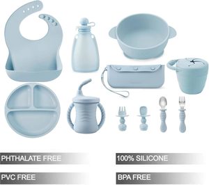 Ensemble de bols et assiettes pour bébé en silicone de qualité alimentaire, avec couvercle et base à ventouse, sans BPA, certifié LFGB, durable pour les repas des enfants - Product Image 2