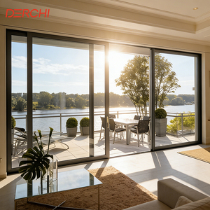 Portes coulissantes de patio en aluminium standard américain DERCHI NFRC, à double vitrage trempé, résistantes aux ouragans, portes coulissantes extérieures - Product Image 3