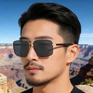 Lunettes de soleil polarisées carrées pour hommes Ks-3983, monture noire en métal et plastique, verres TAC UV400, protection solaire classe 2, style transfrontalier - Product Image 5