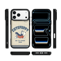 Coque de téléphone AG Feeling Black Edge avec motif chiot mignon doré pour iPhone 17, 17 Pro Max, 16 Pro, 15 – Coque magnétique
