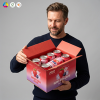 Boîte en carton ondulé épais gaufré recyclable, carton d'expédition personnalisé pour boissons, boîte d'emballage pour boissons aux fruits tropicaux avec poignée