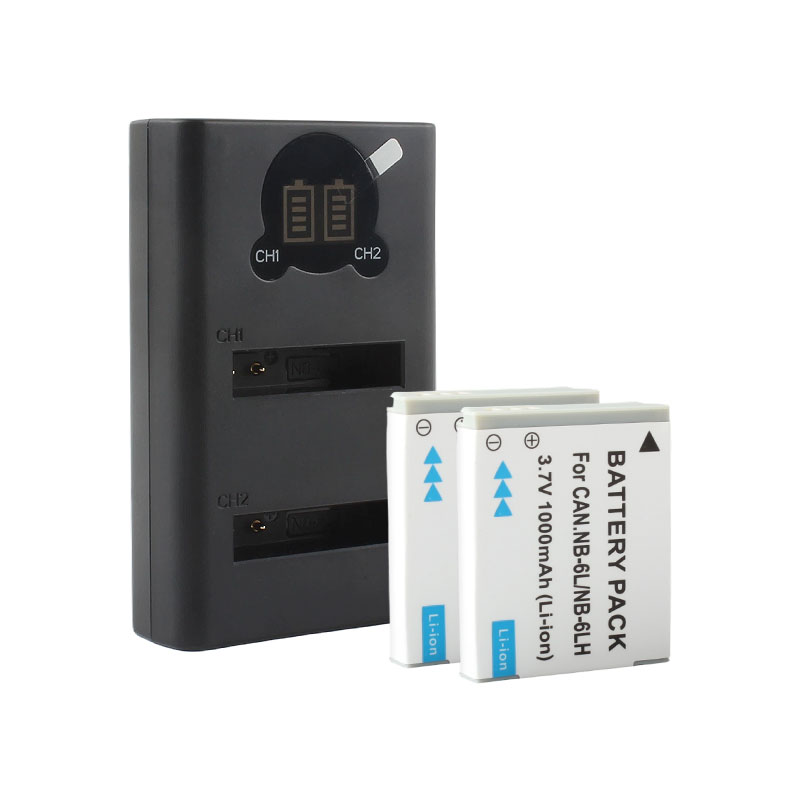 Noir&nbsp;: 2 piles NB-6L + 1 chargeur à double emplacement