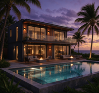 Villa de luxe en conteneur avec piscine, maison préfabriquée à 2 étages, maison de bord de mer pour hôtel de villégiature haut de gamme
