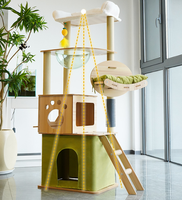 Arbre à chat avec griffoir intégré, plateforme de saut et grand nid pour chat, en panneau de particules