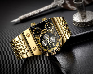 Orologio Oulm 9315 con Quadrante Grande al Quarzo da Uomo, Orologio da Polso Impermeabile <span class=keywords><strong>di</strong></span> Lusso in Acciaio Inossidabile Dorato, Orologio Maschile - Product Image 6