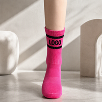 Chaussettes mi-mollet en coton respirant tricotées avec logo personnalisé, vente en gros, unisexe, confortables, pour le sport et le quotidien