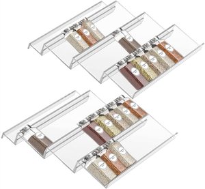 Kitchen Drawer Acrylic Transparent Spice Organizer Adjustable Expandable In-drawer Spice Organizer Storage Rack