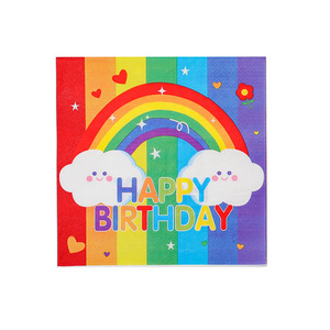 Nouvelles serviettes en papier imprimées pour enfants, thème arc-en-ciel <span class=keywords><strong>joyeux</strong></span> <span class=keywords><strong>anniversaire</strong></span>, décoration de fête, serviettes jetables, transfrontalières - Product Image 5