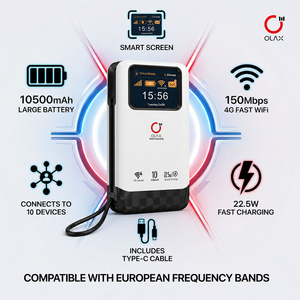 Travel Essential 10500mAh Power Bank 2-in-1 Built-in Type-C Cable LCD Screen 150Mbps EU Bands 4G <b>Mobile</b> WiFi <b>Router</b> CAT4 150Mbps - Product Image 5