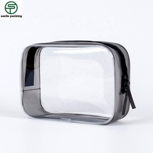 PVC Stand up Cosmetic Bag Travel Wash Bag Custom Logo Zipper Waterproof Makeup Pouches for Lotion and Face Mask - Product Image 6