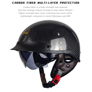<span class=keywords><strong>Casco</strong></span> de media cara de fibra de carbono de alta calidad <span class=keywords><strong>Vintage</strong></span> con tamaño XL y certificación DOT/3C Visera de estilo retro <span class=keywords><strong>Casco</strong></span> DE CARA abierta - Product Image 2