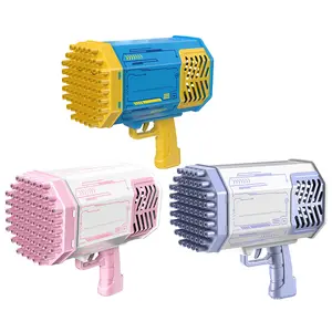 Hot Selling Outdoor Elektrische Bazkooa Bubble Machine Roze Blauw 69 Holes Bubble Machinegeweer Speelgoed Voor Kinderen