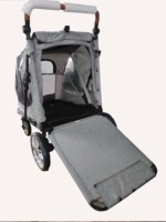 Grande poussette pour animaux de compagnie à 4 roues, imperméable, écologique, lavable, pliable, tissu confortable, design réglable, rampe d'accès, toutes saisons