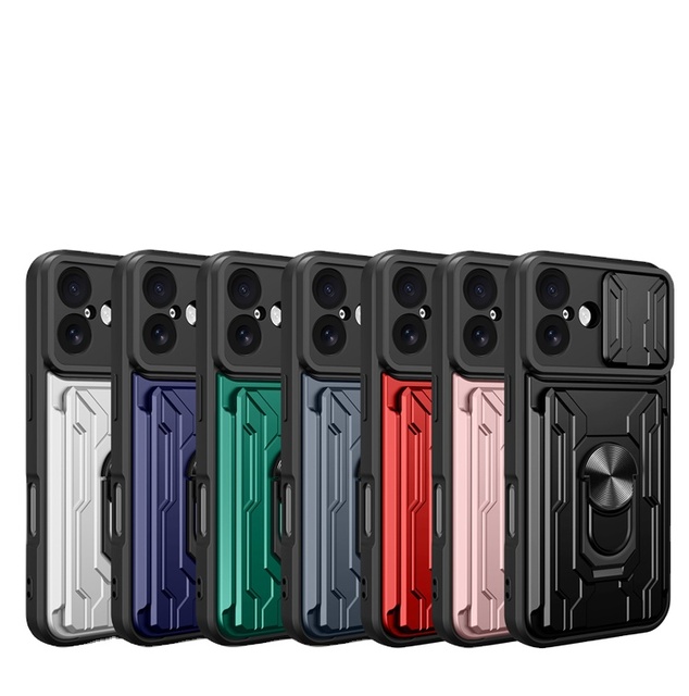 Armor Magnetic Card Slot Holder Metal Ring Bracket Phone Case for Moto G67 E7 G86 G57 Power/Edge 70/X70 Air/60 50 Fusion Cover