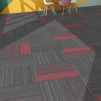 Dalles de moquette en nylon épais 100 % anti-taches, ignifuges et lavables, 50*50 cm, pour usage commercial et bureaux, avec support en PVC
