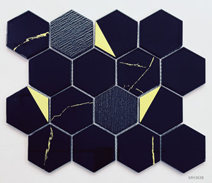 Carreau de mosaïque en marbre de conception hexagonale 3D de luxe style <span class=keywords><strong>parquet</strong></span> moderne pour balcon, sol de piscine pour application de salon - Product Image 3