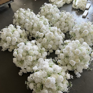 E-FB0021 ดอกไม้ประดับตกแต่งงานแต่งงาน ลูกบอลดอกกุหลาบสีชมพูขนาดใหญ่ ลูกบอลดอกไม้ประดิษฐ์สำหรับตกแต่งงานแต่งงาน - Product Image 2