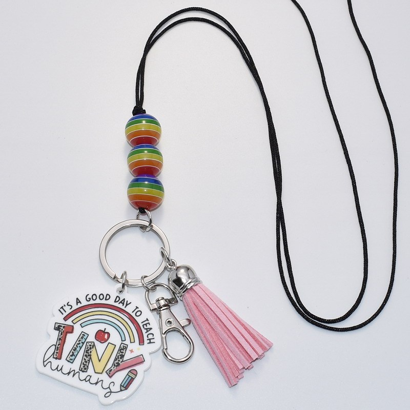Trendy Coffee Cup Wristlet Coffee Teach Repeat Bracelet Silicone Bead Bracelet Keychain Lanyard Set Gifts for Teacher Image 4