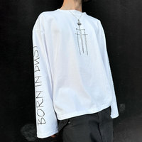T-shirts blancs en coton 100% de qualité supérieure, personnalisés par Huili OEM, pour hommes, avec logo imprimé, coupe ample, manches longues, fabriqués en usine