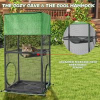 Grand enclos pour chat portable, tente de jeu respirante et imperméable en polyester avec maille panoramique pour chats d'intérieur et petits animaux domestiques en toute sécurité