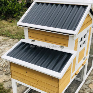 Poulailler de luxe SDC029 en bois massif respirant, jaune, avec <span class=keywords><strong>filet</strong></span> extérieur en fer et rampe, fermeture à bouton, cage à volailles - Product Image 4