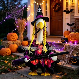 Disfraz de Bruja para Ganso de Porche de Halloween, para Jardín o Patio Exterior, Estatua de Ganso de Porche de 23 Pulgadas con Traje Decorativo - Product Image 4