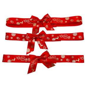 E-ma thuật tùy chỉnh lá vàng Logo satin <span class=keywords><strong>Ribbon</strong></span> Polyester 1.5 inch giáng sinh <span class=keywords><strong>Ribbon</strong></span> Stretch Loop satin <span class=keywords><strong>Ribbon</strong></span> Bow đối với Quà Tặng đóng gói - Product Image 3