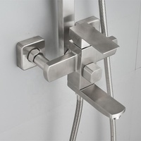 Mitigeur de douche carré à effet pluie, robinet de bain mural, robinetterie de salle de bain, ensemble de douches en acier inoxydable 304 pour hôtel