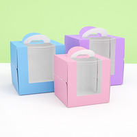 Boîte à gâteau portable à trois niveaux avec fenêtre transparente, conteneur de présentation pour gâteau d'anniversaire de six pouces avec poignée, emballage cadeau