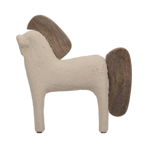 Statuetta decorativa di cavallo in ceramica e legno, accessorio per l'arredamento di casa, ideale per mensole o banconi. - Product Image 1