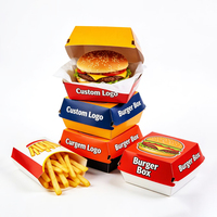Caja de Embalaje de Cartón Plegable Personalizada para Alimentos, Caja para Llevar Papas Fritas y Hamburguesas con Logotipo Impreso