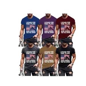 Camiseta personalizada para hombre, camiseta informal suelta transpirable para exteriores, Camiseta estampada con bandera de los Estados Unidos