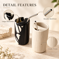 Vente chaude Populaire Portable Tasse À Eau En Céramique Tasse En Céramique Réutilisable Tasse À Café En Céramique Avec Couvercle Et Paille