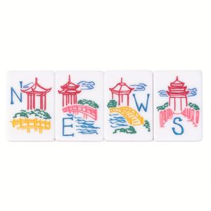 Fichas de Mahjong Americanas Vintage Verde Jade, 160 Piezas, Juego de Acrílico Premium con Ilustraciones de Pagoda y Linterna para Noches de Juego - Product Image 4