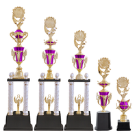 Trofeo de Plástico de 2 Niveles con Base Dorada, Logotipo Personalizado e Impresión UV para Eventos de Taekwondo, Karate y Artes Marciales