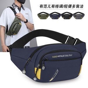Men's Waist Bag Multi Functional Chest Bag Dark Blue Gray Military Green <b>Black</b> Casual Outdoor Sports Travel <b>Backpack</b> - Product Image 1