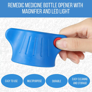Ouvre-<span class=keywords><strong>bouteille</strong></span> de pilules 3-en-1 en plastique avec loupe et lumière <span class=keywords><strong>LED</strong></span> – Dispositif ergonomique durable pour l'arthrite et aide à l'ouverture des bouchons de médicaments multi-tailles - Product Image 3