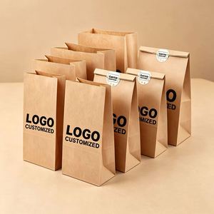 Sacs de boulangerie en papier kraft anti-graisse personnalisés avec poignée, emballage alimentaire jetable de qualité - Product Image 3