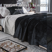Couverture de velours en peluche en microfibre de luxe doux sur mesure couverture de voyage de lit en flanelle tricotée solide légère et confortable